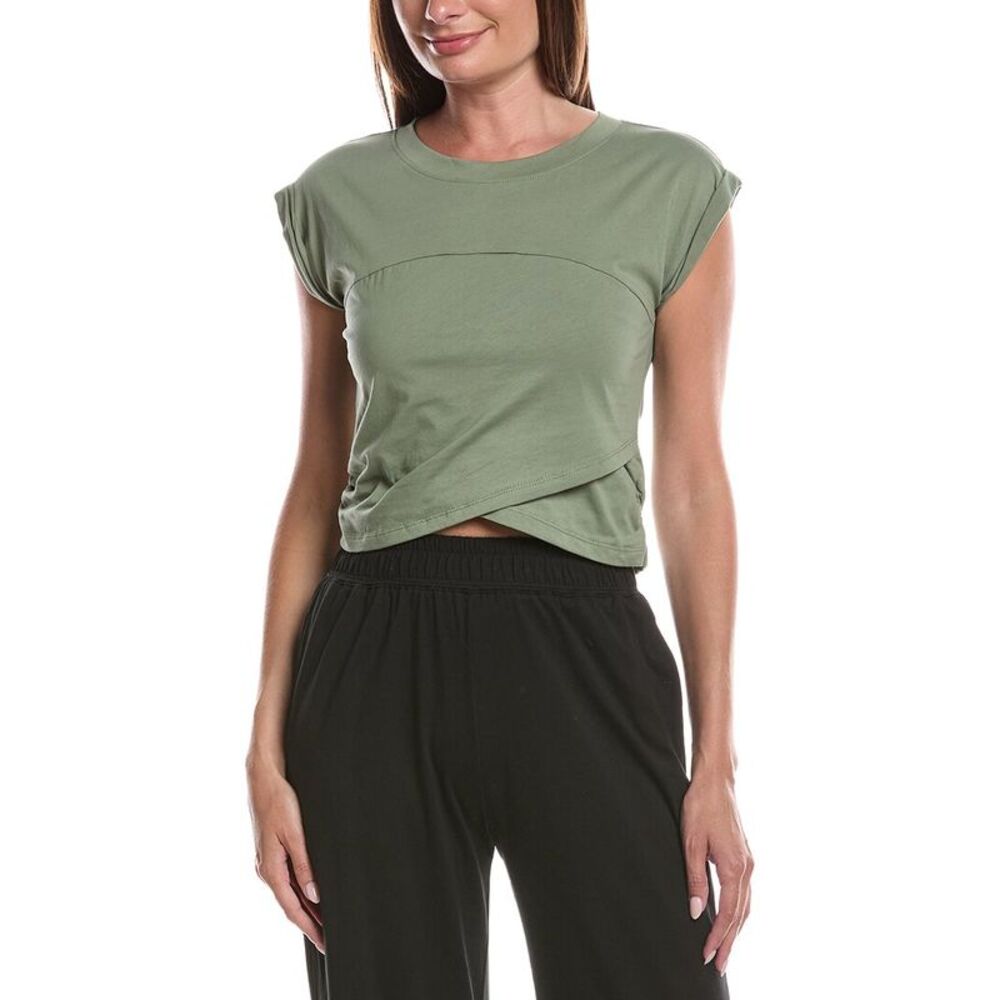 Knit Riot Womens  Cross Over Sleeveless T-Shirt, Green